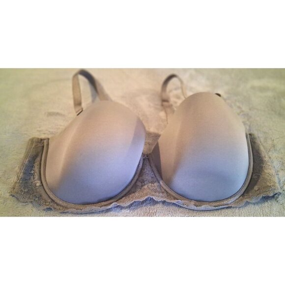 Torrid Curve Strapless Lined Bra Underwire Lace Trim Womens 42D Gray - Picture 1 of 4